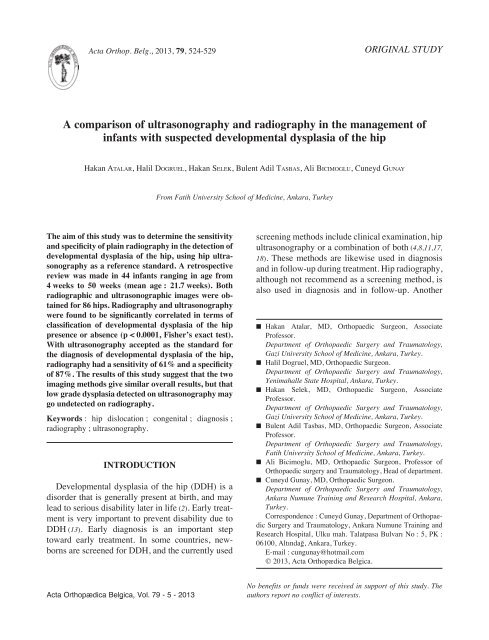 A comparison of ultrasonography and radiography in the ...