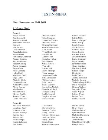 First Semester — Fall 2011 A Honor Roll
