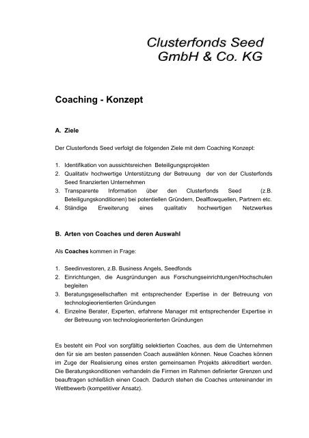 Coaching - Konzept - Bayern Kapital