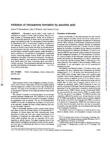 Inhibition of nitrosamine formation by ascorbic acid - American ...