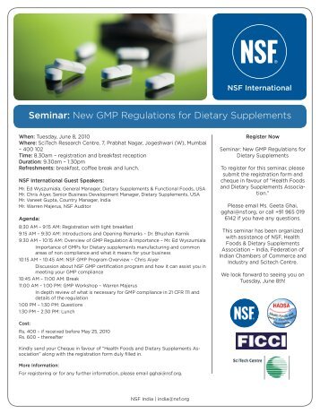 Seminar: New GMP Regulations for Dietary Supplements - Indian ...