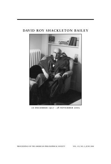 DAVID ROY SHACKLETON BAILEY - American Philosophical Society