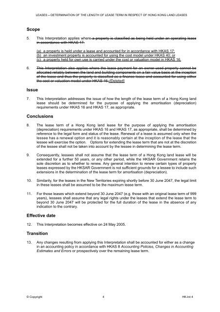 HK-Int 4 Leases - Determination of the Length of Lease Term in ...