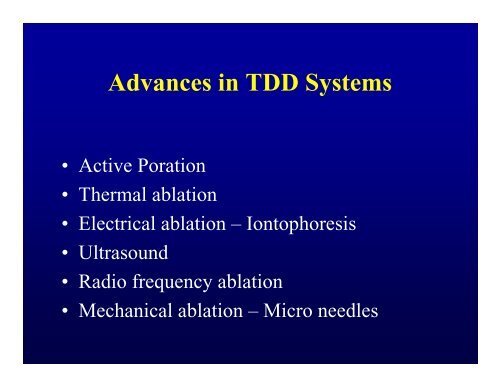 Transdermal Drug Delivery System Regulatory Requirements (USA)