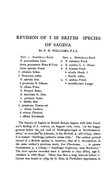 REVISION OF I IE BRITISI SPECIES OF SAGINA - BSBI Archive