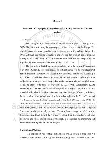 Chapter 4 Assessment of Appropriate Tangerine-Leaf Sampling ...