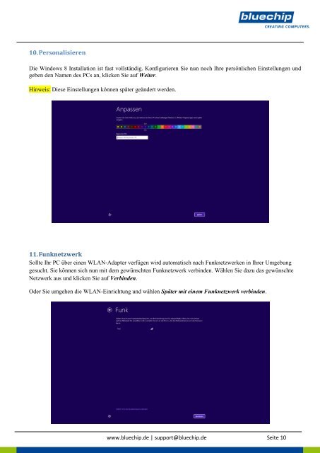 Windows 8 Installationsanleitung - bluechip Computer AG