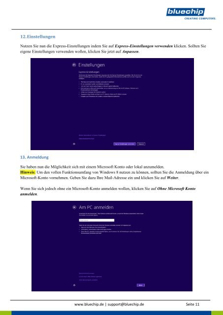 Windows 8 Installationsanleitung - bluechip Computer AG