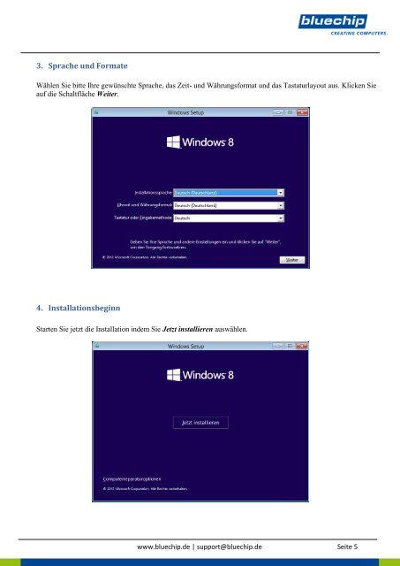 Windows 8 Installationsanleitung - bluechip Computer AG