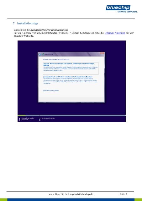 Windows 8 Installationsanleitung - bluechip Computer AG