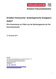 Untersuchung zu bedarfsgerechten Anlageprodukten - vzbv