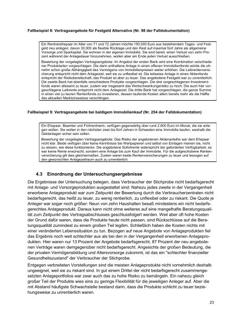 Untersuchung zu bedarfsgerechten Anlageprodukten - vzbv