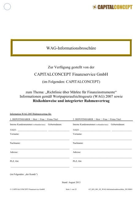 CAPITALCONCEPT Finanzservice GmbH WAG-Informationsbroschüre
