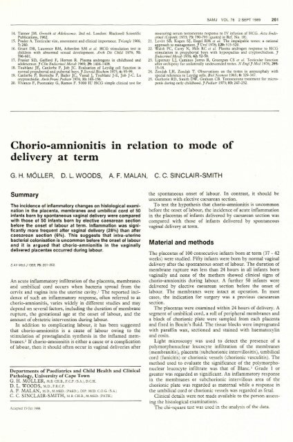 Chorio-amnionitis in relation to mode of delivery at term