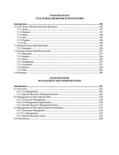 Ethnographic Overview And Assessment: Zion National Park, Utah ...