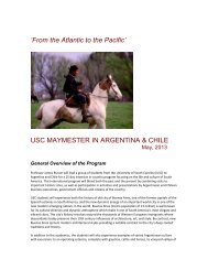 USC MAYMESTER IN ARGENTINA & CHILE - College of Arts and ...