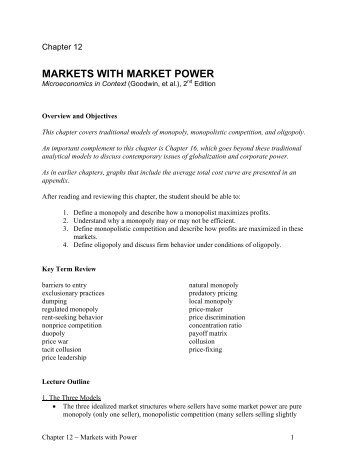 MARKETS WITH MARKET POWER - Tufts University