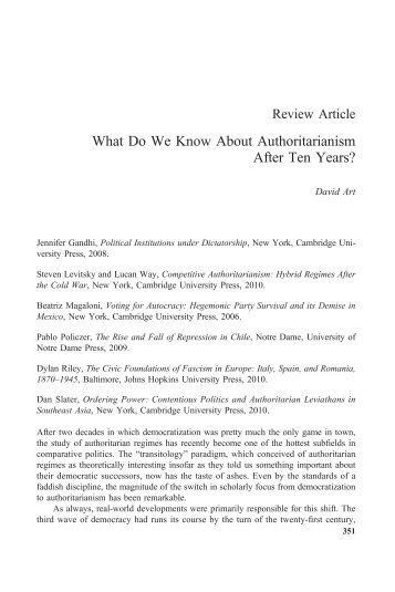 What Do We Know About Authoritarianism After ... - Tufts University