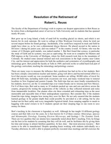 Resolution of the Retirement of Robert L. Reuss - Tufts University