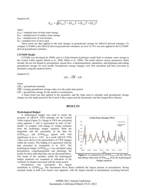 comparison of changes in groundwater storage using grace ... - asprs