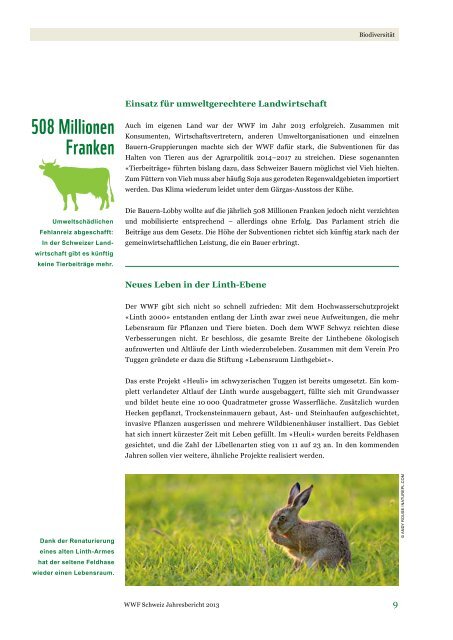 Jahresbericht 2013 - WWF Schweiz