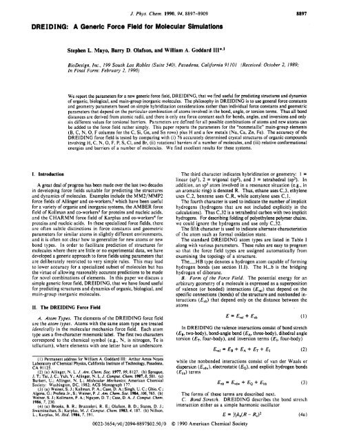 DREIDING: A Generic Force Field for Molecular Simulations