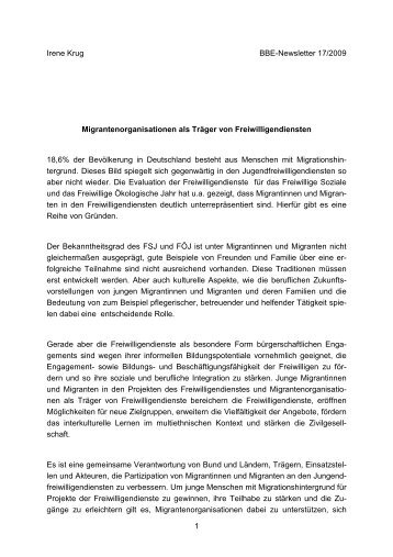 Migrantenorganisationen als Träger von Freiwilligendiensten - BBE