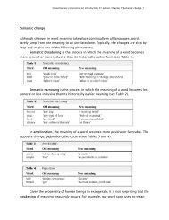 Semantic change Although changes in word meaning take place ...