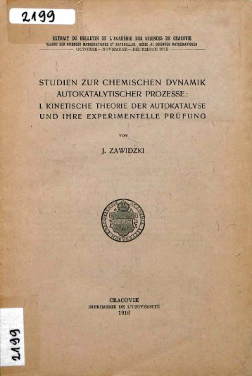 I.Kinetische theorie der autokatalyse und ihre experimentelle prufung