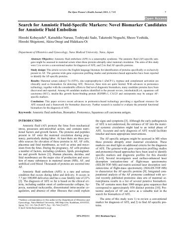 Search for Amniotic Fluid-Specific Markers ... - Bentham Science