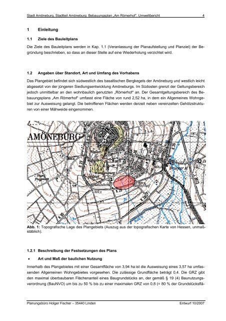 Umweltbericht zum Entwurf des Bebauungsplanes „Am Römerhof“