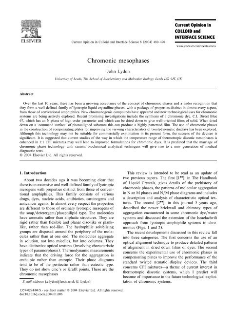 Chromonic mesophases