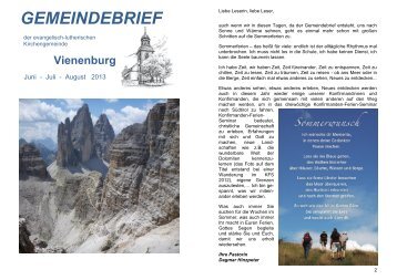Gemeindebrief Juni bis August - Vienenburg-evangelisch