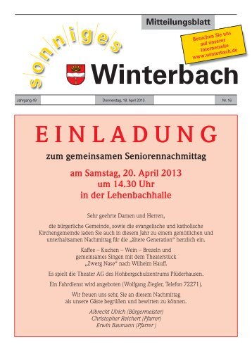 Mitteilungsblatt KW 16/2013 - Gemeinde Winterbach