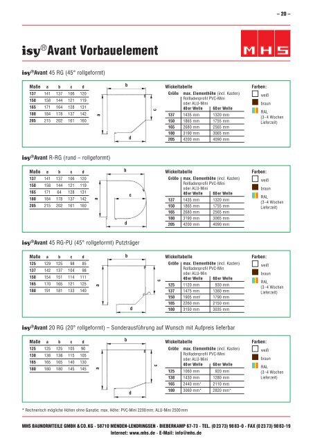 Element-Preisliste 2013 - MHS