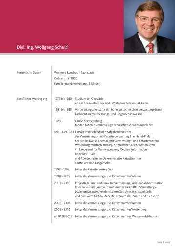 Dipl. Ing. Wolfgang Schuld - beim Ministerium des Innern,fÃ¼r Sport ...