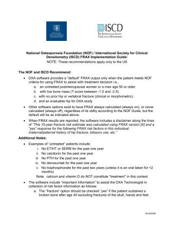 NOF/ISCD FRAX Implementation Guide PDF