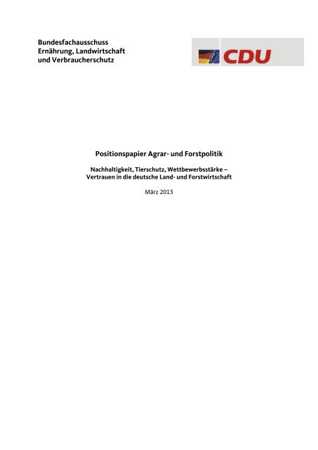 Positionspapier Agrar- und Forstpolitik - CDU Deutschlands