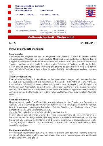 Info zu Kellerwirtschaft / Weinrecht 6-2013 - Bergsträßer Wein