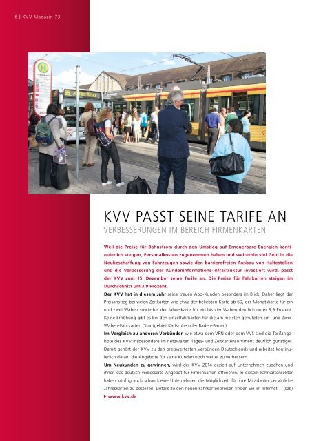 Download KVV-Magazin - KVV - Karlsruher Verkehrsverbund