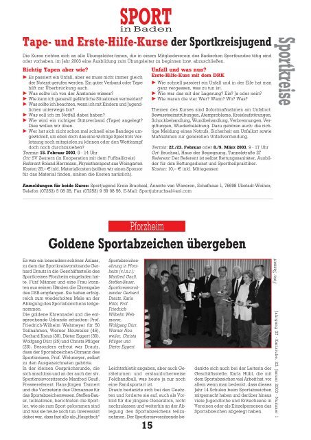 SPORT - Badischer Sportbund Nord ev