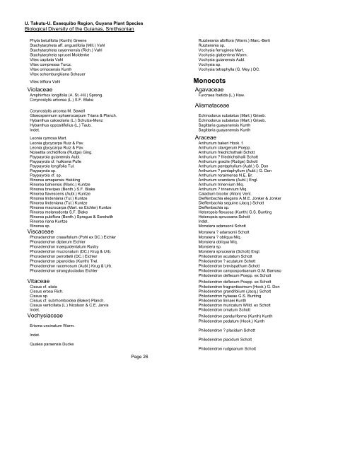 U. Takutu-U. Essequibo Region, Guyana Plant Species