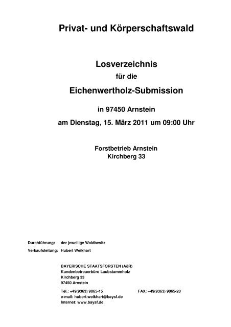 Forstbetrieb Arnstein Kirchberg 33 ... - Bayerische Staatsforsten