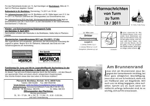 Pfarrnachrichten: - Kirchengemeinde St. Bonifatius Fulda-Horas