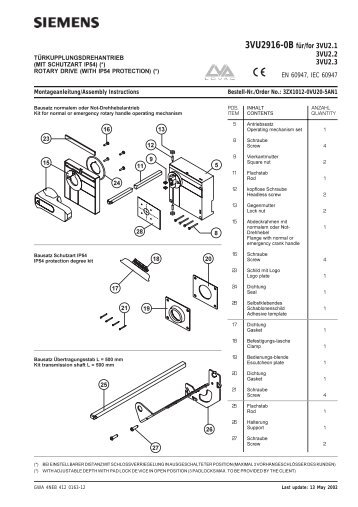 3VU2916-0B für/for 3VU2.1 3VU2.2 3VU2.3 - Siemens