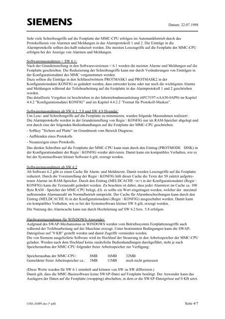 SINUMERIK 840C: Empfehlungen für Festplatten - Siemens
