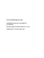 natan resources ltd. interim financial statements - Canadian Stocks