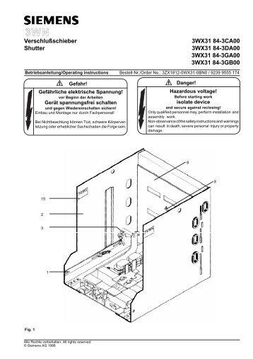 Verschlußschieber 3WX31 84-3CA00 Shutter 3WX31 84 ... - Siemens