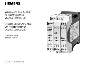 Auswertegerät 3RG7847-4B/DF mit Mutingfunktion für ... - Siemens