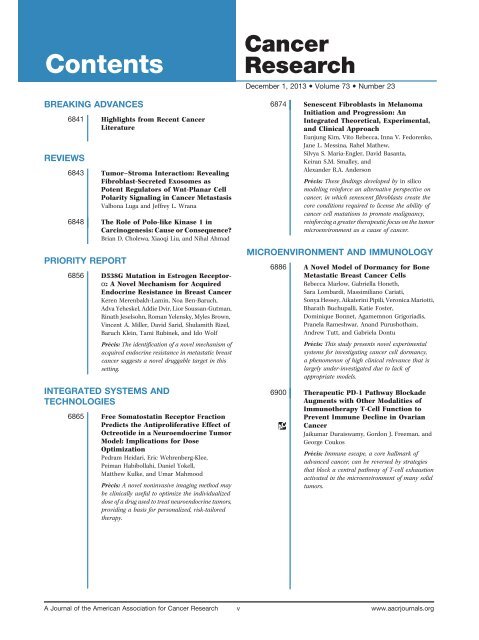 Table of Contents (PDF) - Cancer Research - Aacrjournals.org